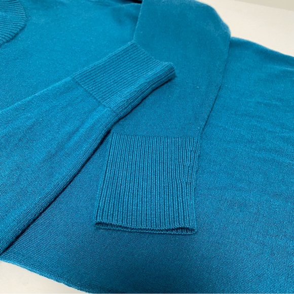 Teal extra fine merino crew neck sweater - Picture 6 of 7